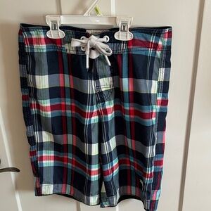 Abercrombie & Fitch Men’s Plaid Swim Trunks - Red, Blue, Green, White, size XS